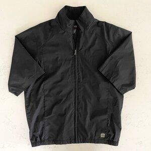 Izod XFG Athletic SS Zip Up High Collar Poly Golf Windbreaker Jacket Black Sz M